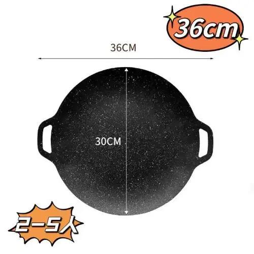 Padella per grigliare Coreana Rotonda Antiaderente Piastra per Barbecue da Esterno Viaggio Campeggio Padella per friggere Piastra per Uso Domestico Accessori per Barbecue