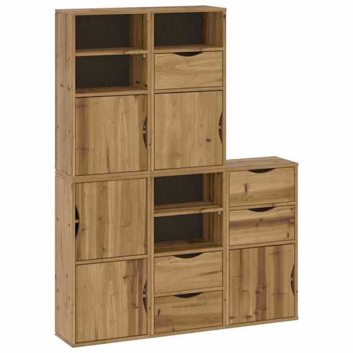 VidaXL Side Cabinets 5 Pcs ODDA 40x24x79 Cm Solid Pine Wood, Cabinet, Buffet, Kitchen Storage Furniture, Furniture of 3365356