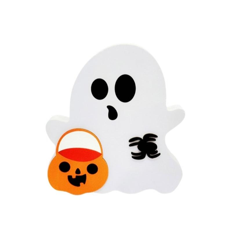 

Festives Halloween Wood Ghostly, Black Cats Brooms Pumpkins Table Decorations Wood Tiered Tray Decoration Table Sign