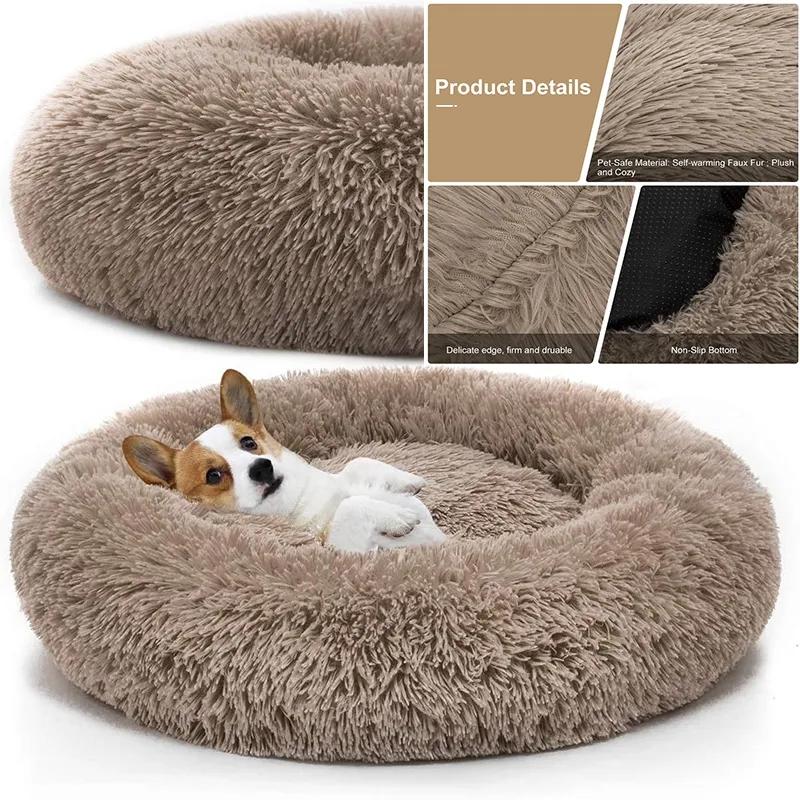 Super Soft Dog Bed Plush Cat Mat Dog Beds Round Cushion Pet Product Accessories Washable Dog and Cat Cushion Bed Winter Warm Sofa Hot Sell