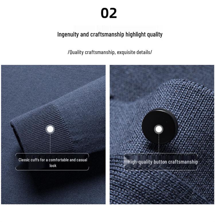 Men's High-Grade Knit Wool Lapel Sweater - Warm Autumn Winter POLO Style