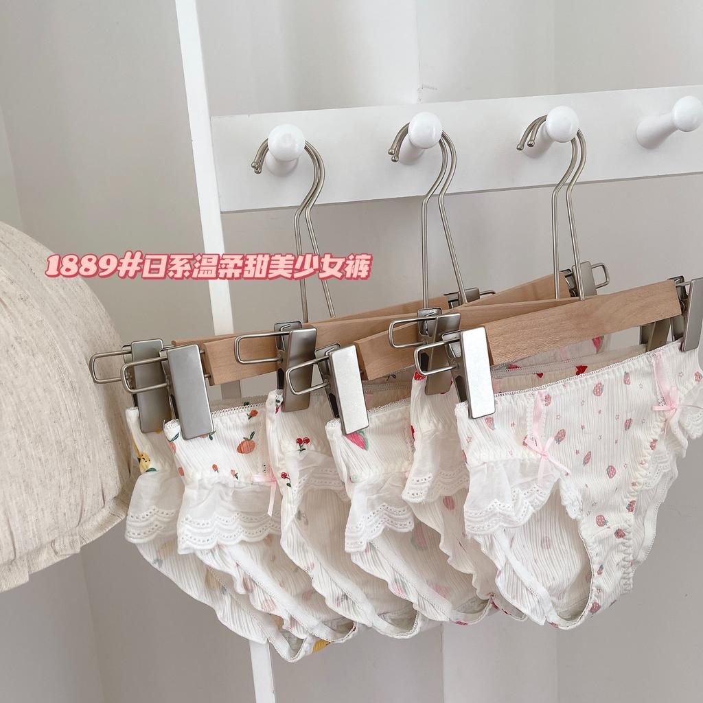 Women's Spring and Autumn Cartoon Fruit Print Lace Edge Low Rise Panties