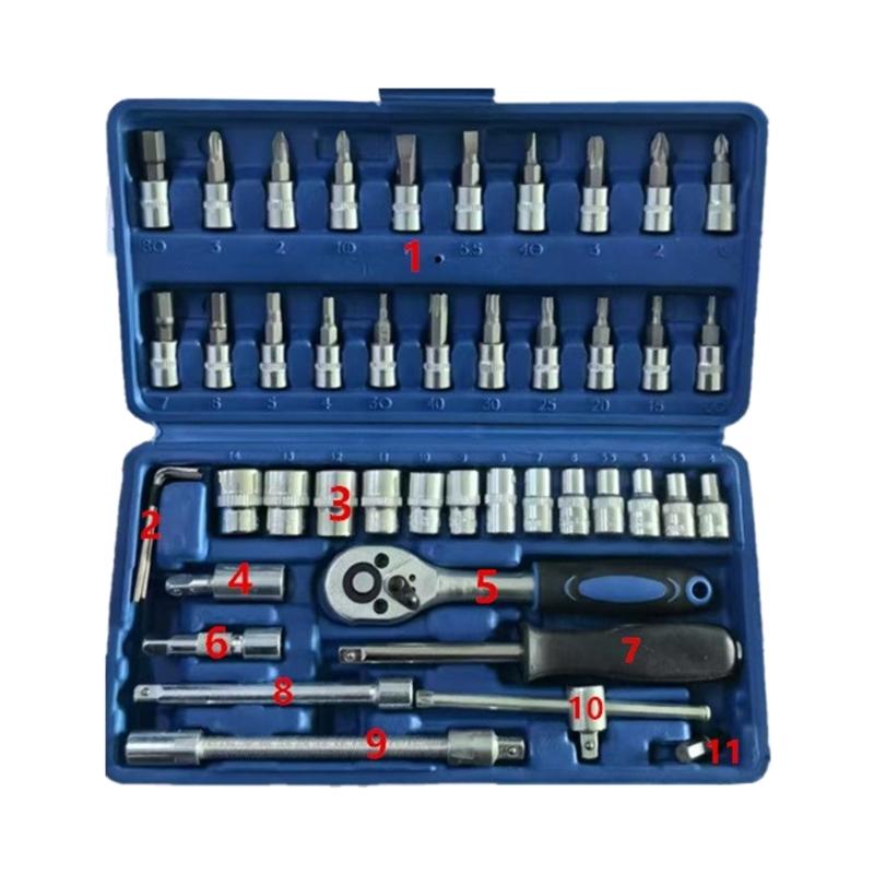 

46 in 1 Mini Ratchet Screwdriver Set Wrench Narrow Space Repair Steel Multiple Bit Tool Kit with Socket Heads Hand Tool 1