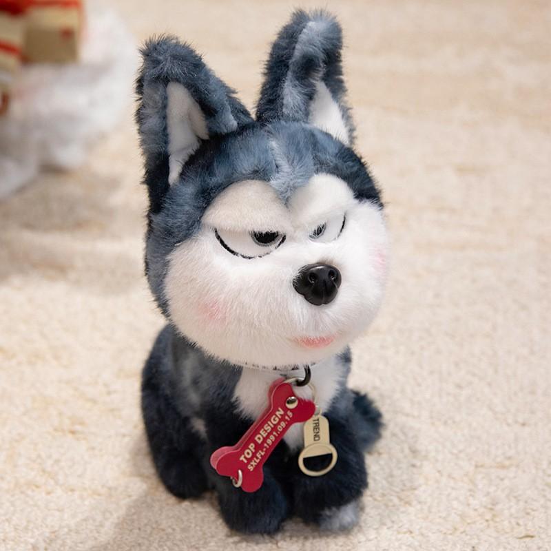 Sittande Husky Plyschleksak Doha Docka Mico Katt Svart Katt Gosedjur Mjuk Söt Kompis Present till Barn Födelsedag