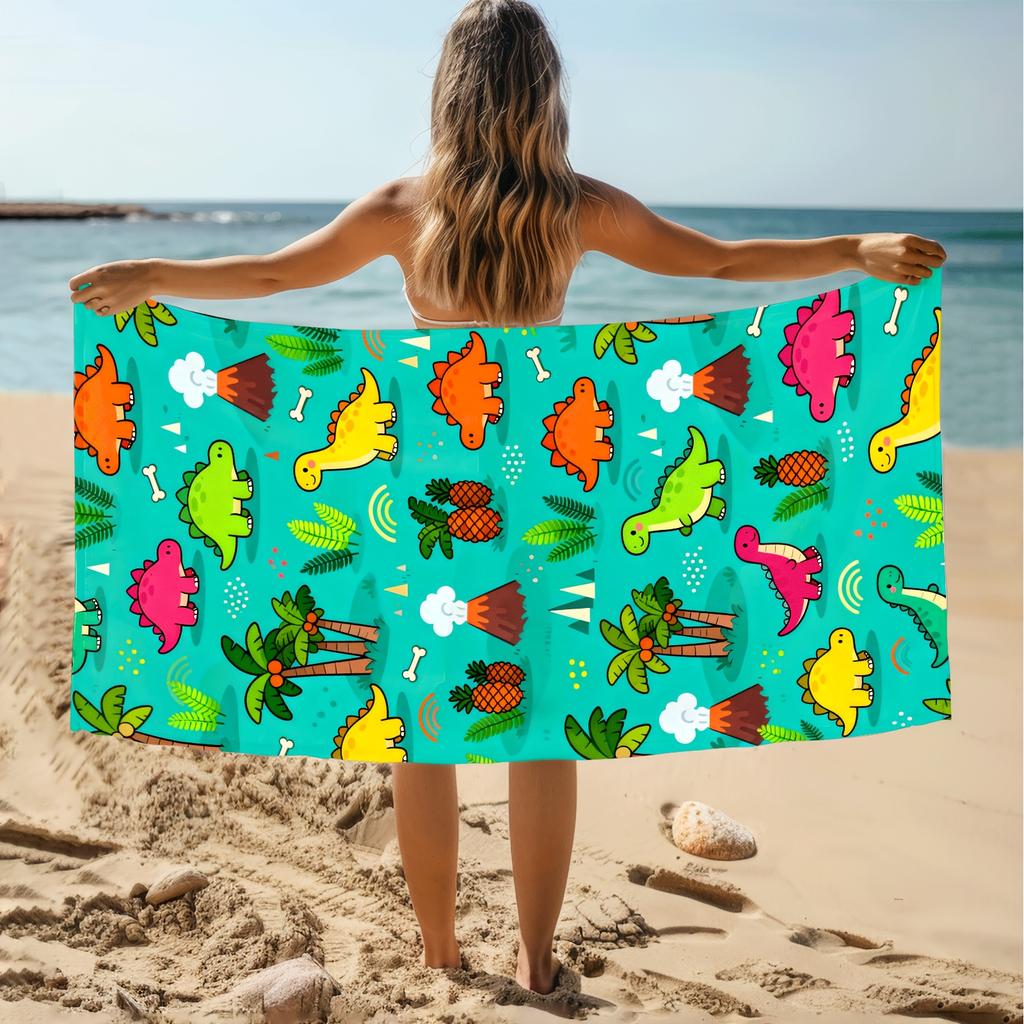 1pc Dinosaur-Themed Beach Towel & Blanket - Extra-Large Microfiber Bath Towel Suitable for Travel,Camping Towels & Bedspread