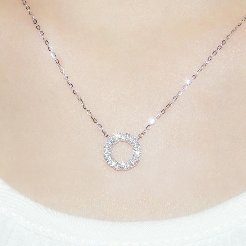 Ladies' Circular Pendant Necklace, Sparkling Design, Minimalist Circular Jewelry, Birthday Gift