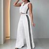 Women's Loose Fit Two Piece Set Sleeveless Crop Top Elastic Waist Wide Leg Pants Tracksuit