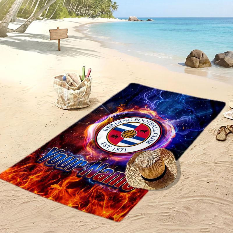 Reading FC Personalized Printed Beach Towel Soccer Logo Support Custom Name Text Absorbent Towel For Sport Travel Special Gift