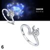 Men Women Silver Plated Constellations Adjustable Opening Ring Birthday Gift