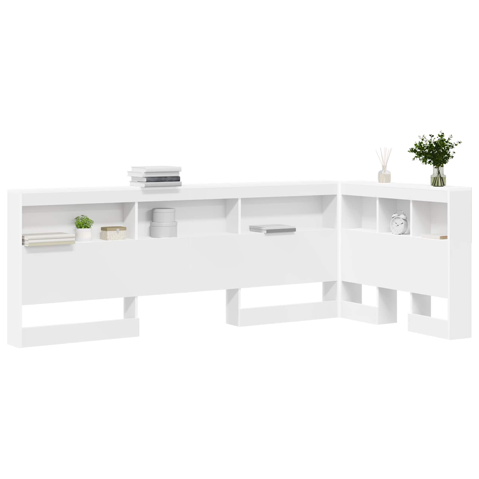 Stauraum-Kopfteil mit Regal Weiß 90 cm Spanplatte