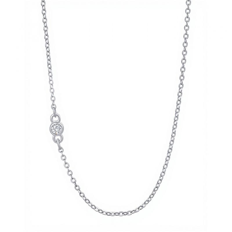 S925 Sterling Silver Minimalist Sparkling Diamond Layered Necklace