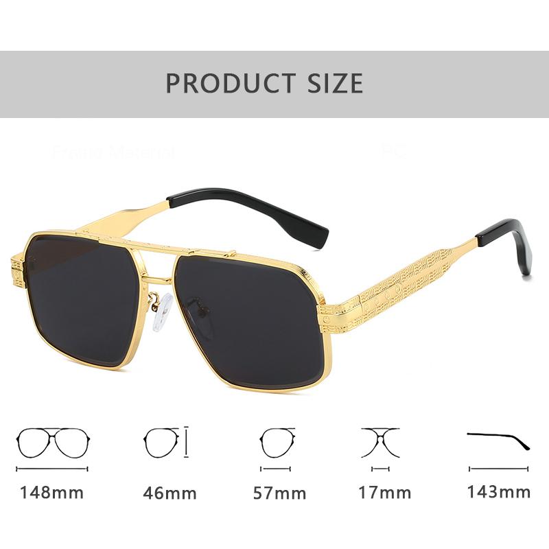 Luxury Designer Sunglasses Gold Square Vintage Punk Shades for Men Women Fashion Brand Outdoor Travel Party Glasses
