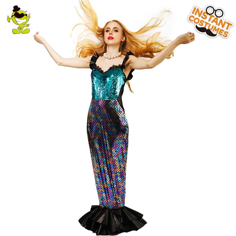 

Halloween women s mermaid costume, masquerade cosplay mermaid sequined dress performance costume L