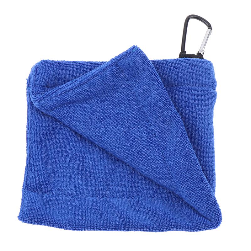 Square Microfiber Golf Ball Cleaning Towel Featuring Carabiner Hook for Water Absorption Club Head Wipe Cloth