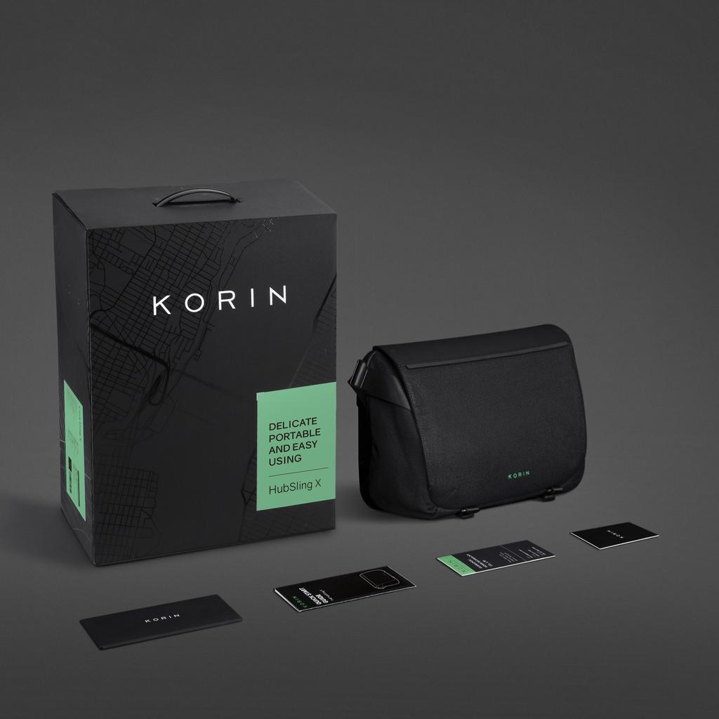 Men's Sling Bag Korin Hubsling X 14 inch Laptop Bag &12.9 Tablet Bag Anti-theft Megnetic Top Cover/ Cut-Resistant /Waterproof Black KY042