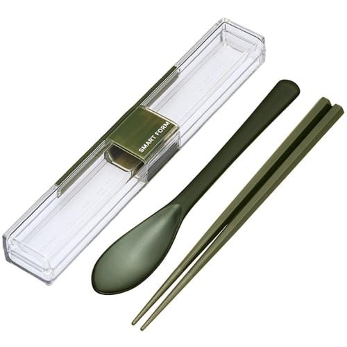 Iwasaki Kogyo Spoon and Chopsticks Set, 19.5cm, Extra Strong, with Case, H-601 KH, Khaki