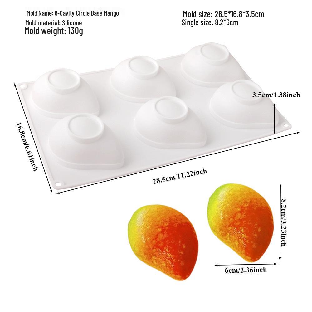 3D Fruchtmousse Silikon Kuchenformen: Birne, Apfel, Ananas, Pfirsich, Durian, Himbeere.