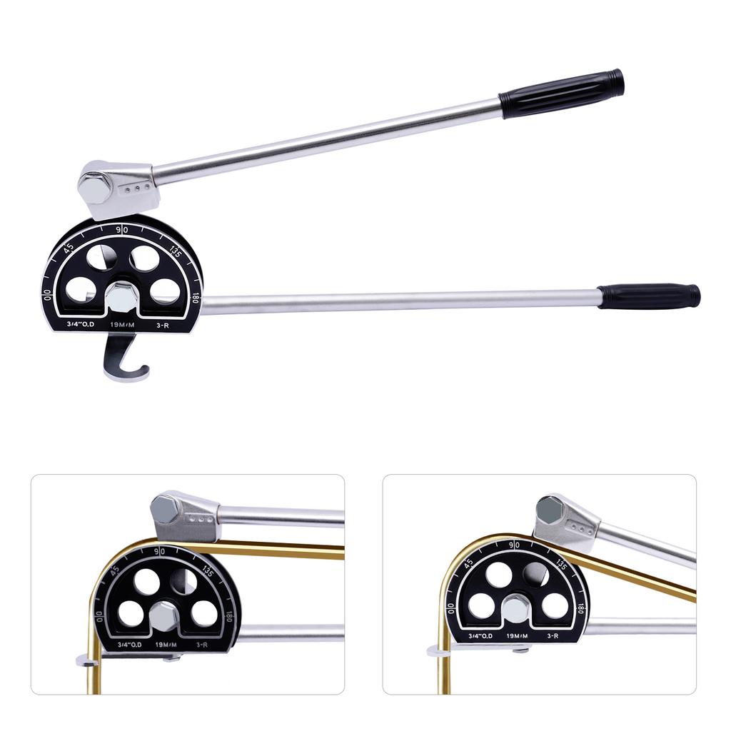3/4”OD Tubing Bender Manual Pipe Tube Bender 180 Degree HVAC Bending Tool for Copper Aluminum Pipes Air Conditioner Repair