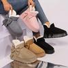 Cozy Plush-Lined Winter Snow Boots for Men and Women - Elegant Bow Detail, Soft Sole, Indoor/Outdoor Fashion Slippers