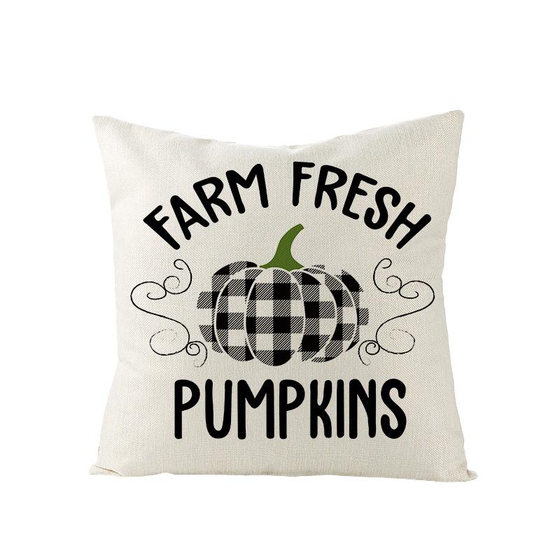 

Thanksgiving Pillowcase New Autumn Pumpkin Polyester Peach Skin Printed Sofa Pillow 45 * 45Cm (excluding pillow core)