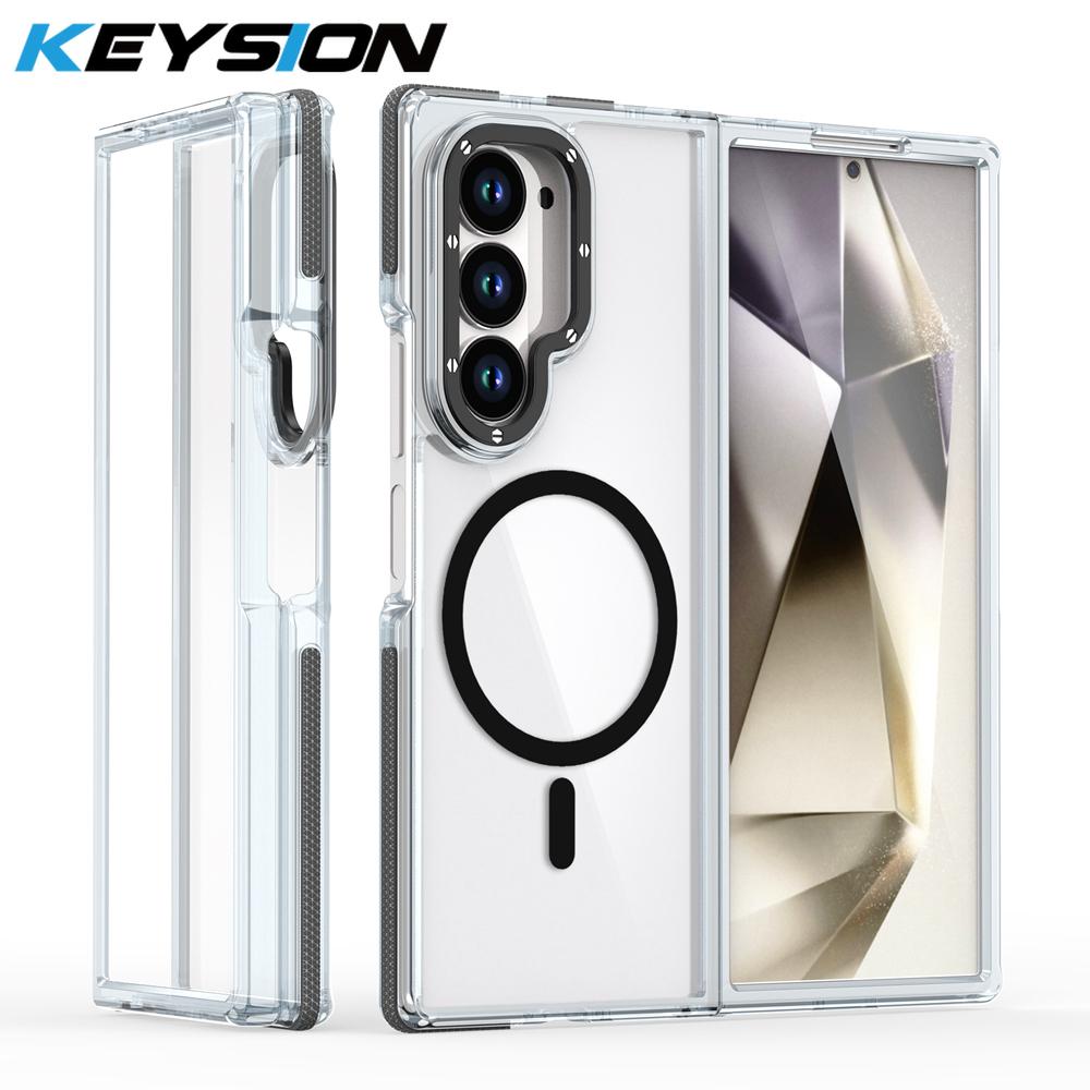 KEYSION Transparent Magnetic Case for MagSafe for Samsung Z Fold 7 6 5G Clear Shockproof Phone Back Cover for Galaxy Z Fold 6 7