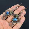 Labradorite 999 Copper Wire Wrapped Earrings, Handmade Gemstone Earrings Jewelry, Gifts For Wife Brand New Earrings