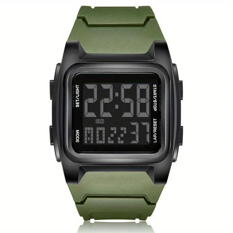 

Квадратные Спортивные Электронные Часы Стиль Жизни Мужские Водонепроницаемые Часы Светящийся Многофункциональный Браслет зелёный