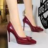 Sharp Pointed Thin Heel Bow Women's Single Shoes, Waterproof Platform, Super High Heels, Sexy Single Shoes