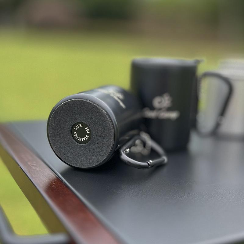 Outdoor Double-Layer Stainless Steel Camping Cup - Insulated Anti-Scald for Coffee, Tea, Wine, with Mountaineering Hook.