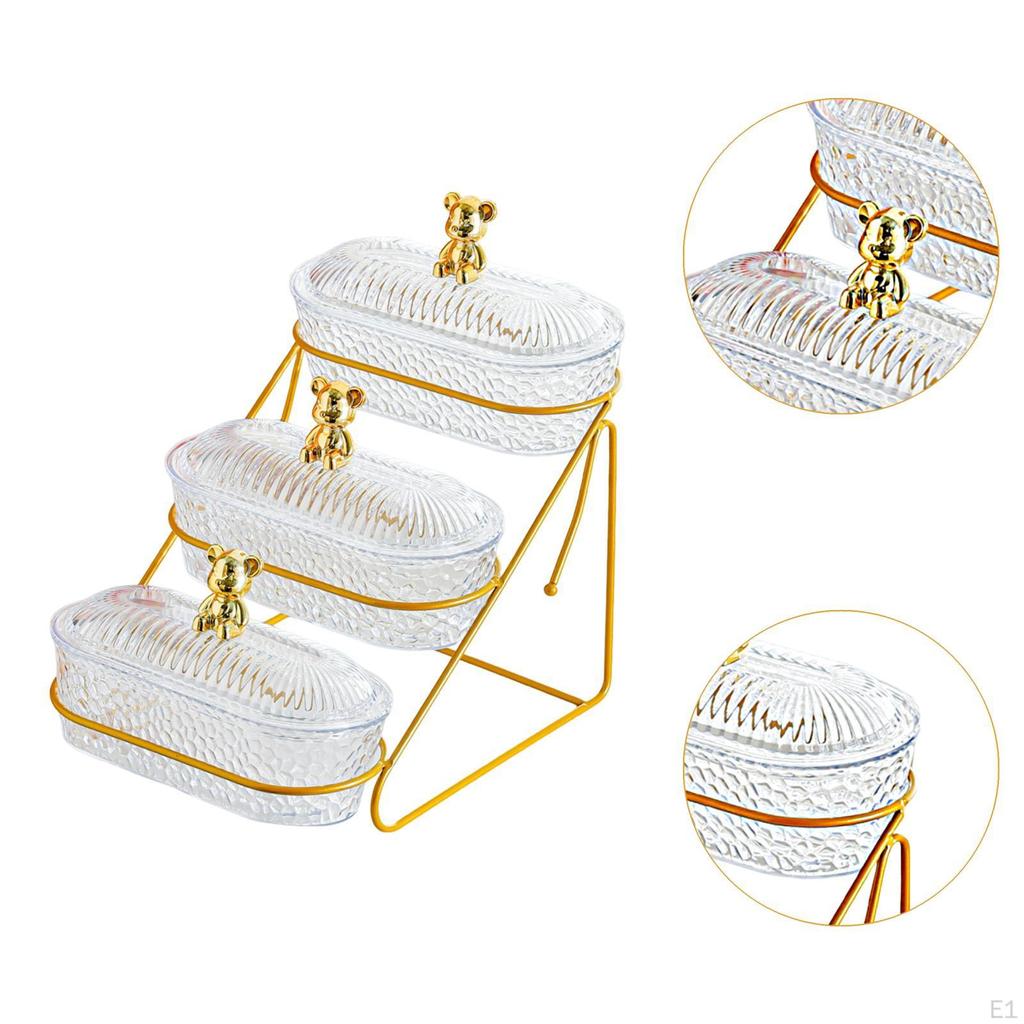 Fruit Basket Bowl Fruits Holder 3 Tier Versatile with Metal Stand Serving Tray for