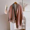 Autumn And Winter Imitation Cashmere Solid Color Geometric Line Jacquard Shawl Thickened Warm Women'S Scarf