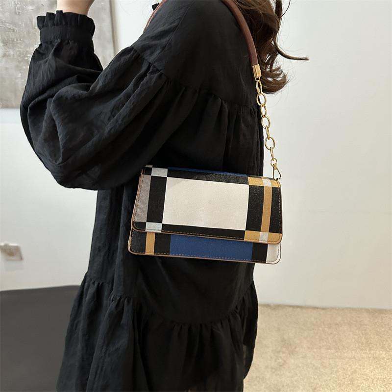 Trendy Fashion Contrast Color Small Square Bag For Women Stylish Summer Handbag