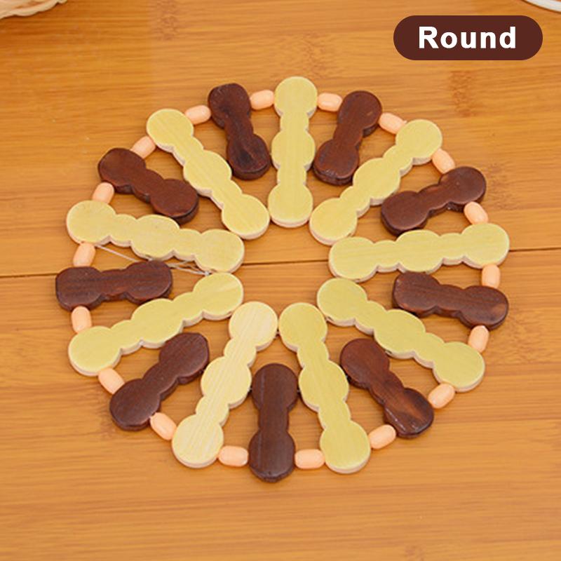 

Heat Resistant Wooden Dining Mat Tea Cup Pad Plate Pad Pot Holder Anti Scalding Table Mat Round Square Kitchen Accessory Round