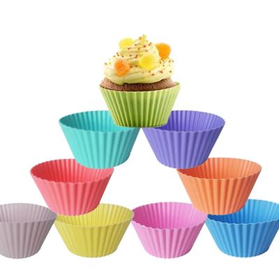 12 adet/Set Silikon Kek Kalıbı Yuvarlak Şekilli Muffin Cupcake Pişirme Kalıpları Mutfak Pişirme Gereçleri Yapıcı Kendin Yap Kek Süsleme Aletleri