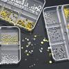6 Grids Punk Nail Rivets Silver Gold Black Mixed Size Metal Bead Studs Round Cone Nail Art Charms Nail Parts DIY Decoration