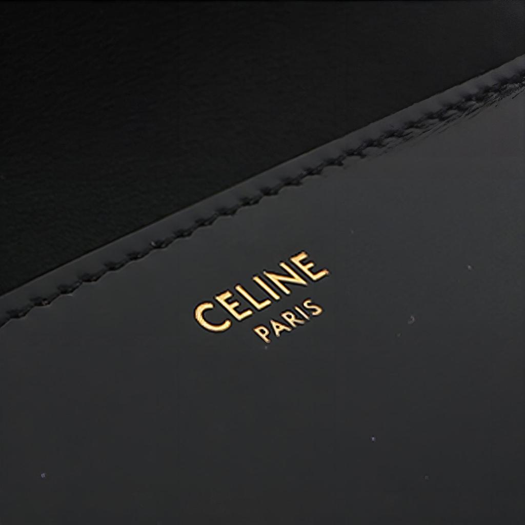 Celine Claude Shiny Calfskin Crossbody Bag, Shoulder Bag Regular Women's Black 115203BF4-38NO