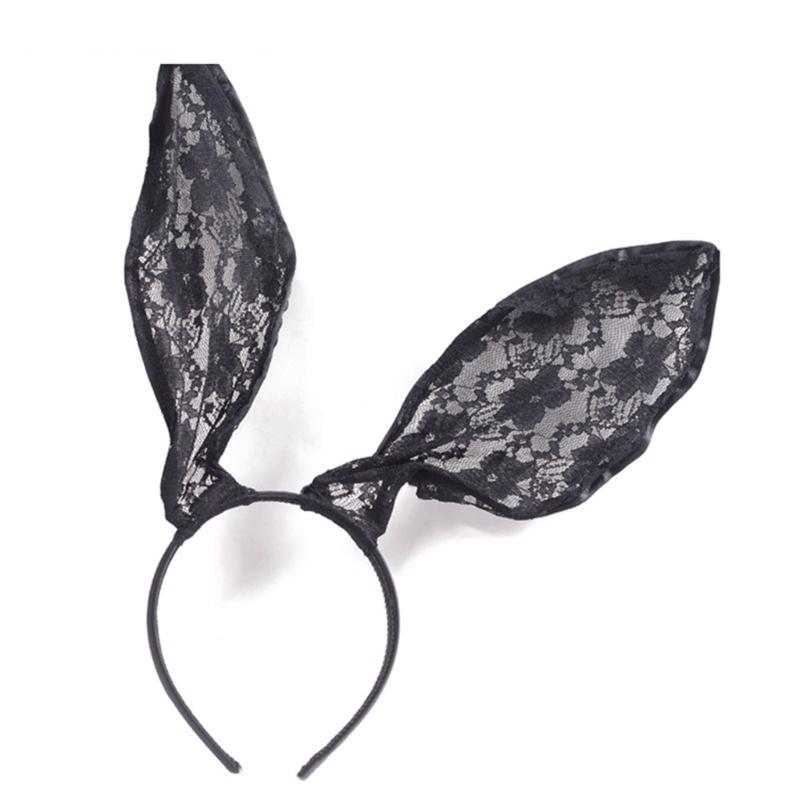 Women Cosplay Lace Hairband Rabbit Ear Headband LolitaStyle MaskedParty Headwear