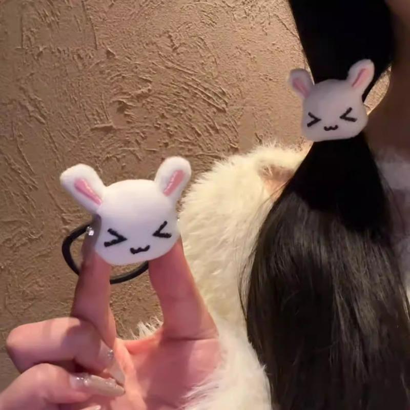 1/2/4PCS Cute Plush Bunny Rabbit Hair Tie Hairband for Lolita JK Girls Students Ponytail Hair Rope Hair Accessories Jewelry Gift