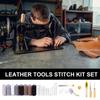Basic Leather Sewing Tool Leather Working Tool with Sewing Needle, Waxed Thread, Stitching Awls, Leather Repair Set