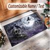 Skull Gothic Theme Soft Crystal Velvet Rug Custom Name & Text Print Non Slip Floor Rug for Bedroom Living Room