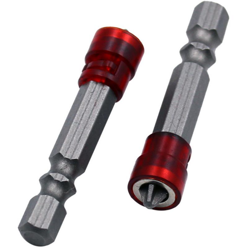 1/4" Screwdriver Bits Red Head Magnet Driver Hex Shank With Magnetizer Cross Magnetic Bit Hand Electric Screw Tool Accessories