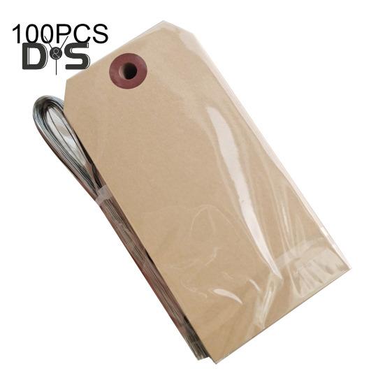 100Pcs Blanks Shipping Tags with Wire Hang Tags Food Clothing Wine Labels for Labeling Inventory Crafts