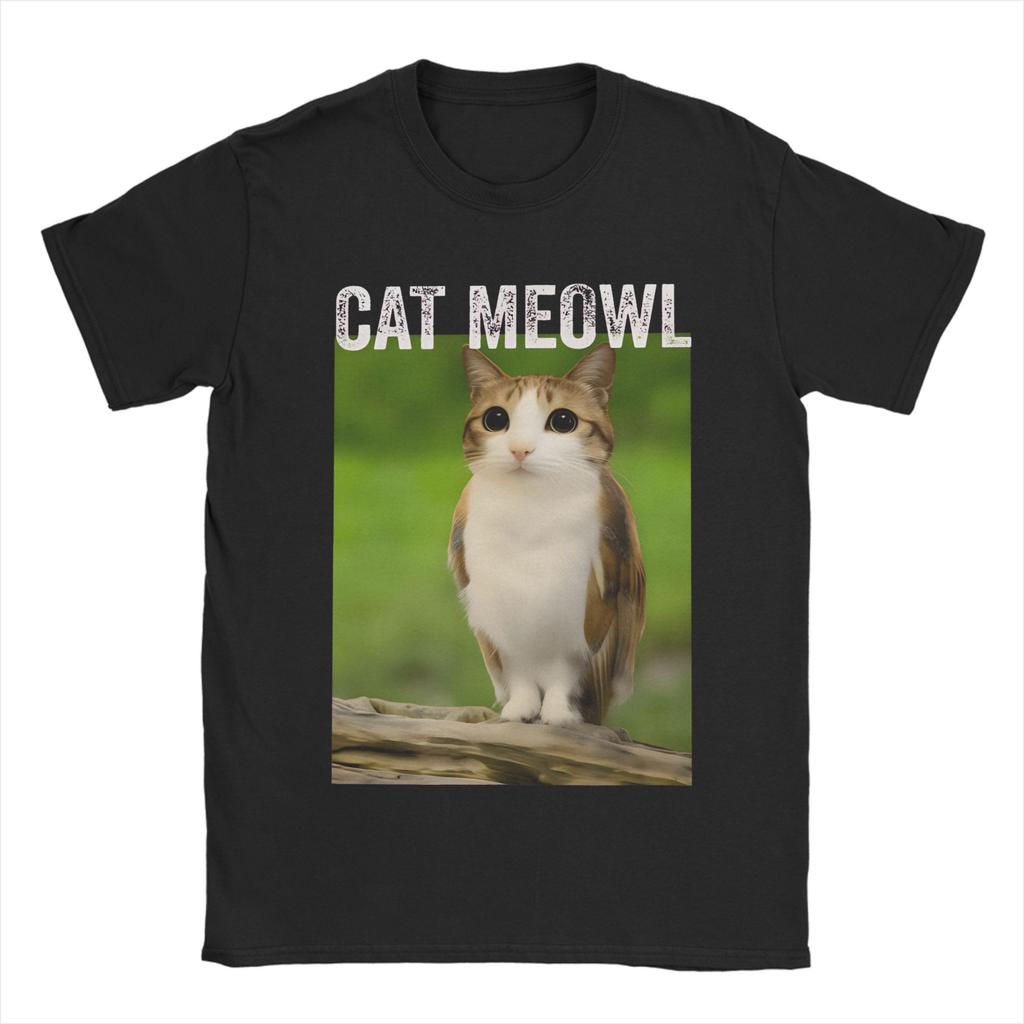Cat Meowl Cat Owl For Animal And Pet Owners T Shirt Summer Harajuku TShirts Men 100 Cotton Comfortable Oversize Clothes Tshirt
