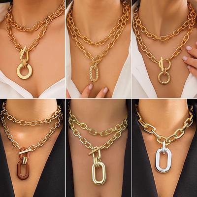 Överdrivet CCB Stort Chokerhalsband för Kvinnor Flicka Hiphop Chunky Kedja OT Spänne Halsband på Halsen Party Smycken Gåva