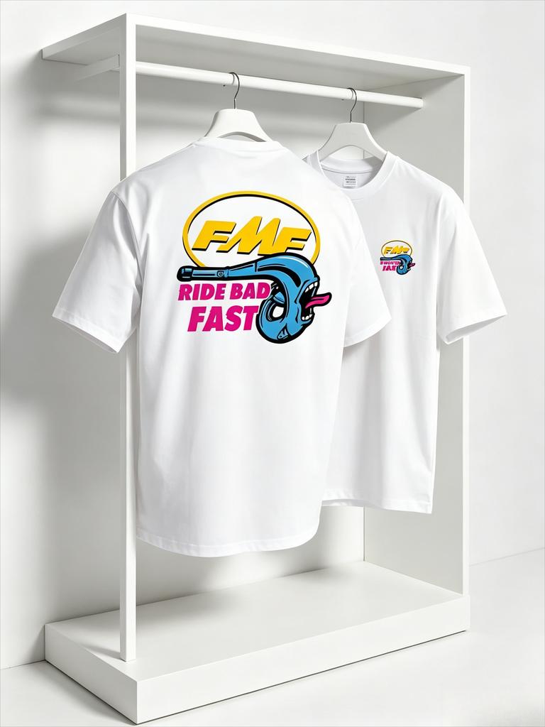 Beach Ride Bad Fast Motocross T Shirt for Men Cotton Dirt Bike Racing Graphic Tee Casual Short Sleeve White New Summer