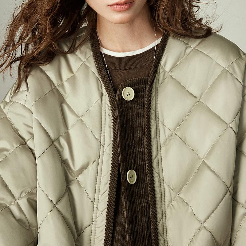 Chuyu Women's Retro Corduroy Quilted Padded Jacket