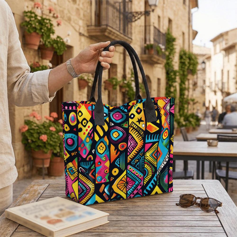 Colorful Abstract Pattern Tote Bag Large Capacity Casual Shoulder Bag for Daily Use