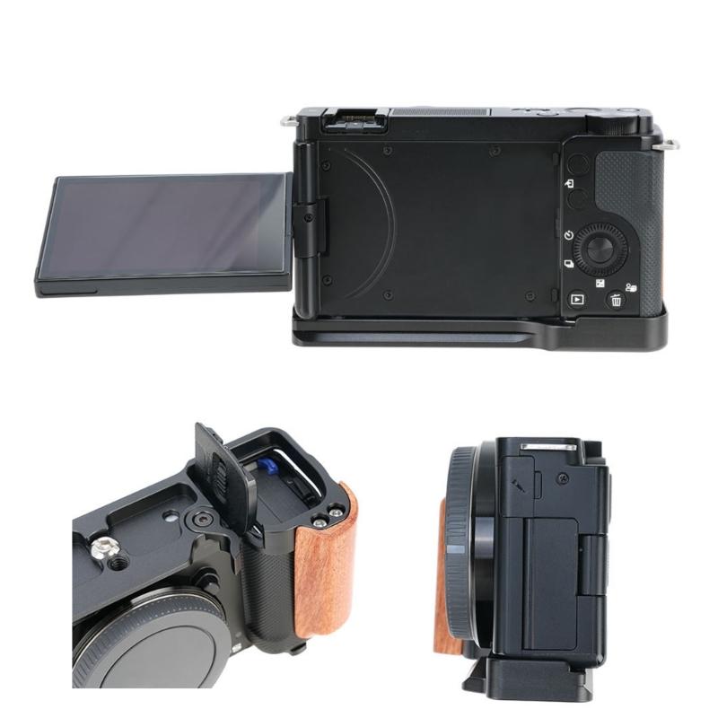 Wood Camera Handle Handgrip Quick Release Plate Compatible for ZVE10 Cameras Grip for Universal Use in Photography