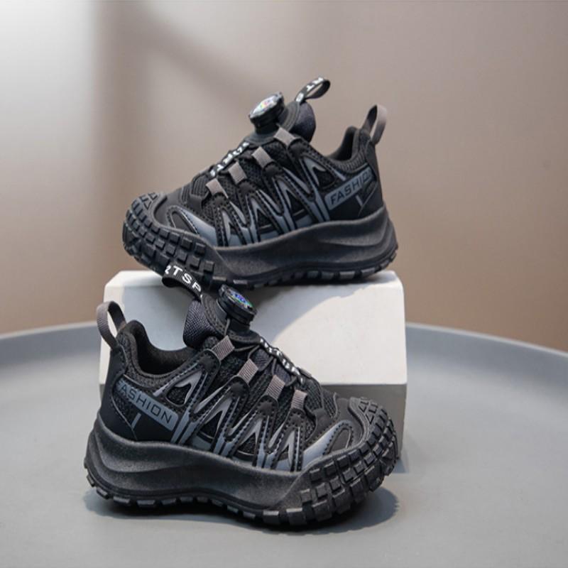 2025 Autumn New Boys' Tire Bottom Sports Shoes Double Mesh Girls' Rotating Buckle Ultra Light Bottom Leisure Running Shoes 26-37