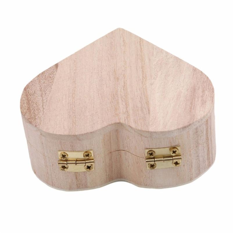 Storage Boxes Bins Heart Shape Wood Box Jewelry Box Home Storage Bin Earrings Ring Case